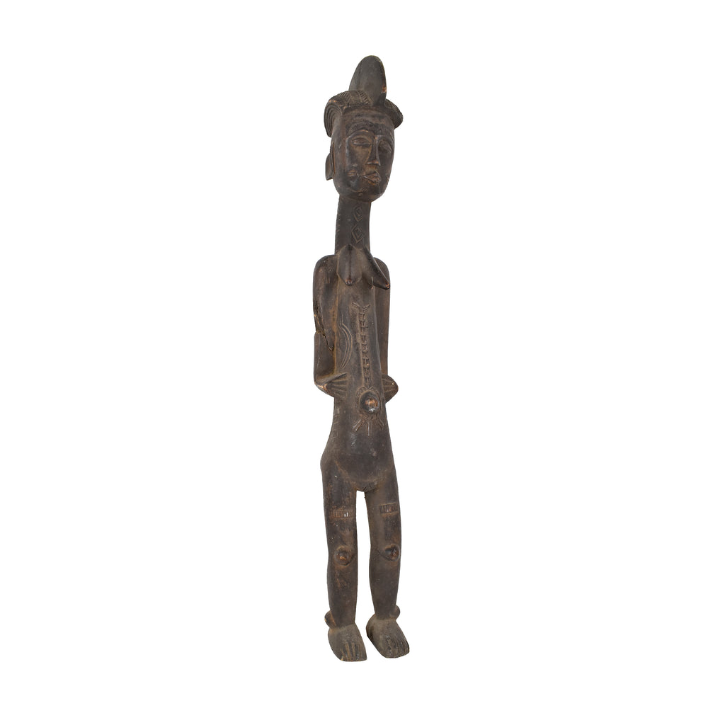 Attye Standing Female Figure Lagoon Cote D'Ivoire 28 inch