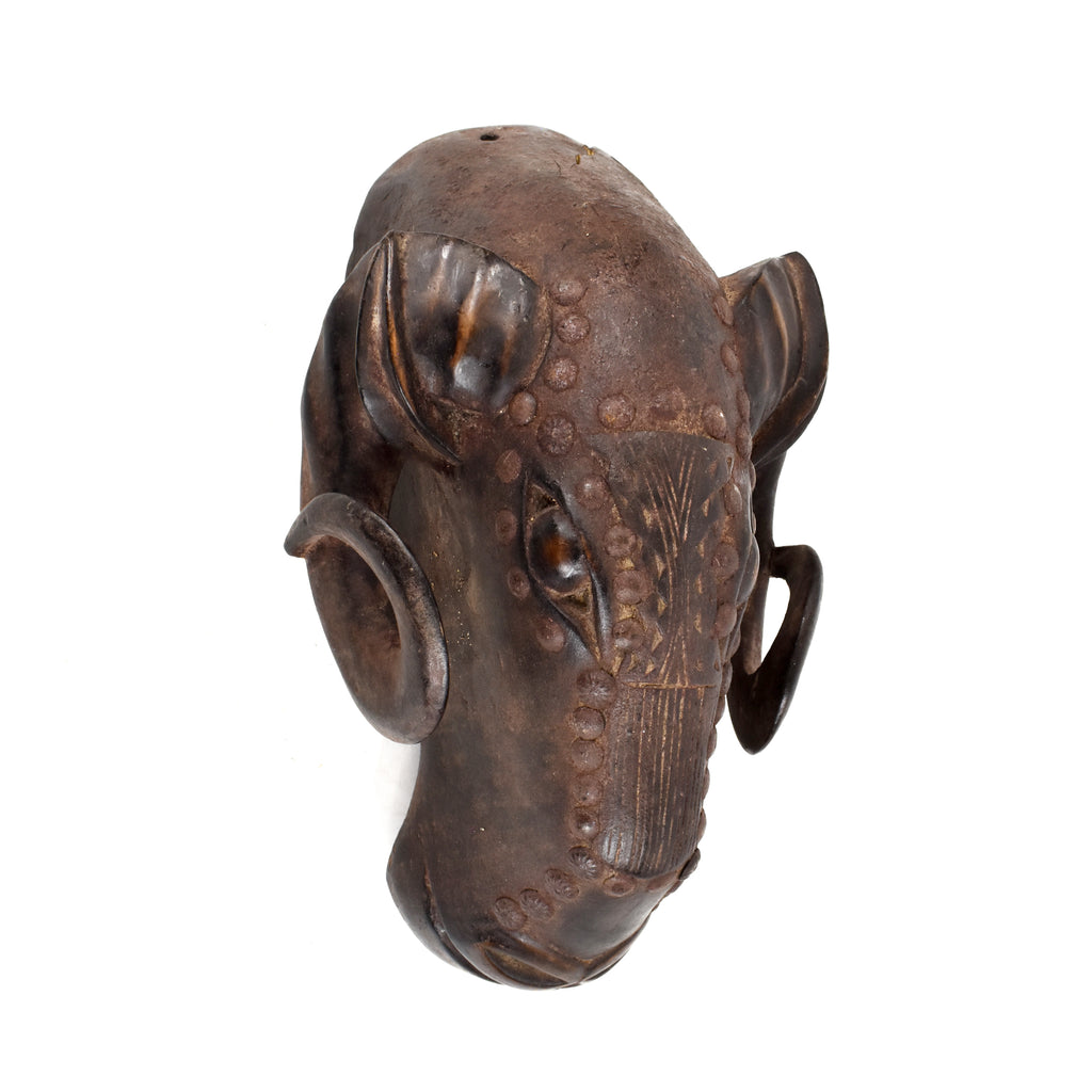 Baule Wooden Ram Mask Gbagba Cote d'Ivoire