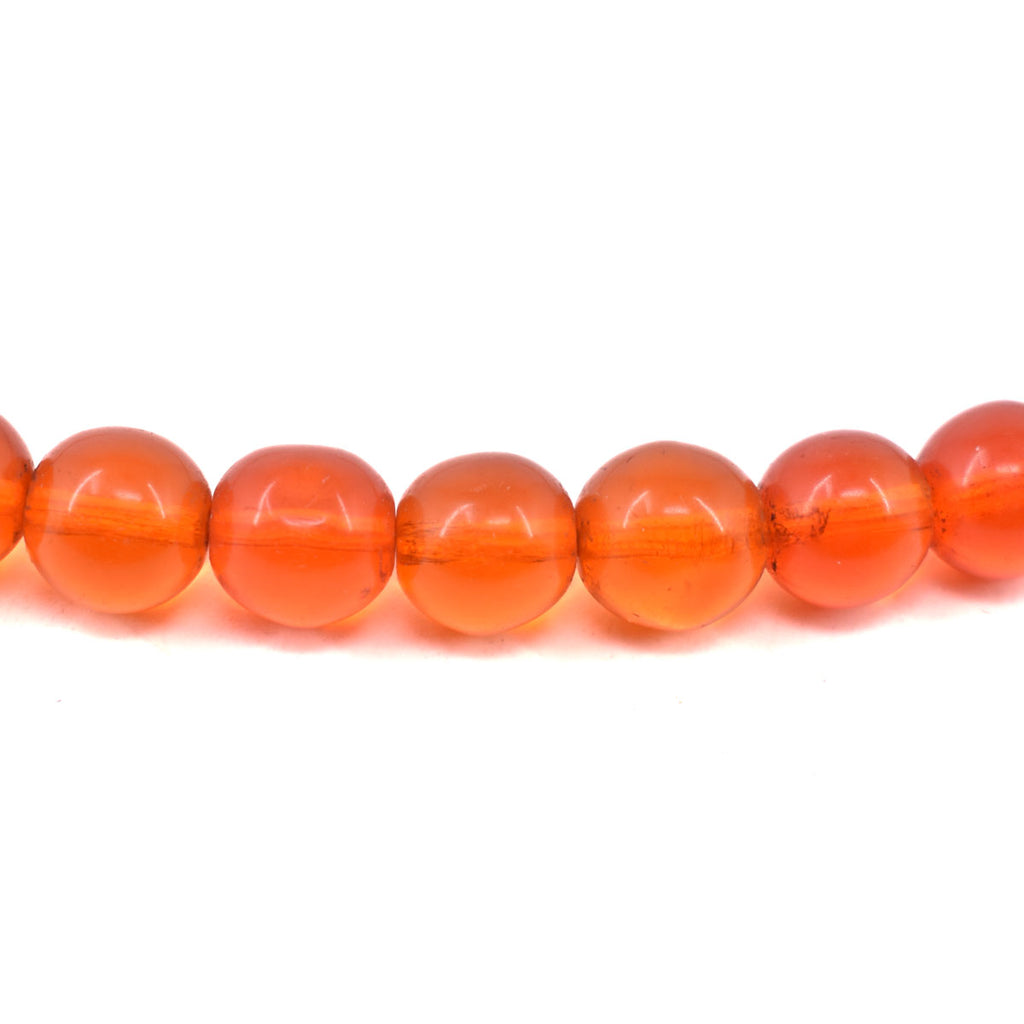 Translucent Orange Round Glass Trade Beads 30 Inch