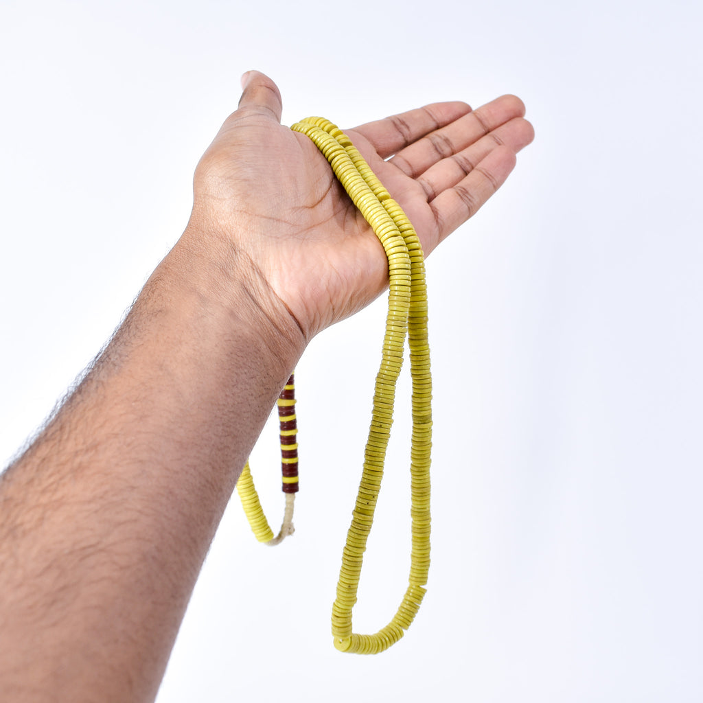 Bohemian Button Yellow Trade Beads 34 Inch
