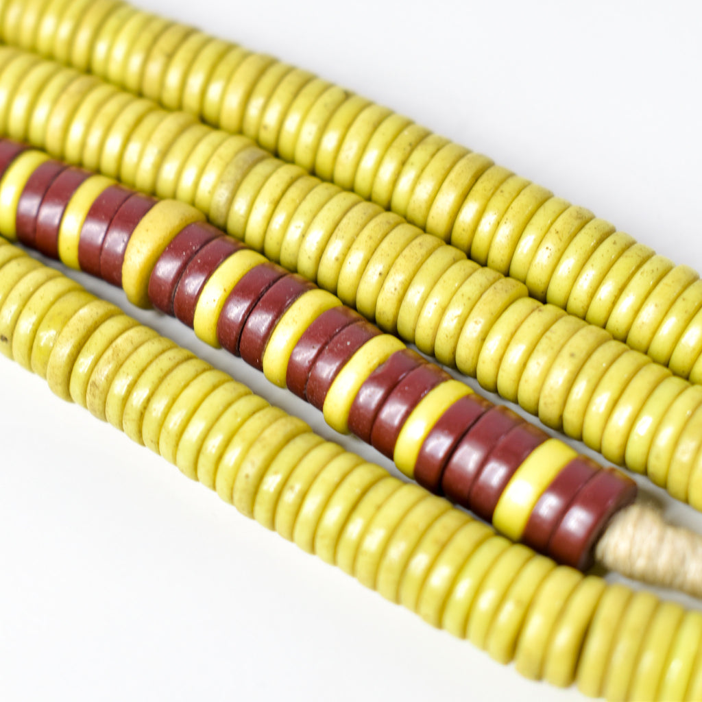 Bohemian Button Yellow Trade Beads 34 Inch