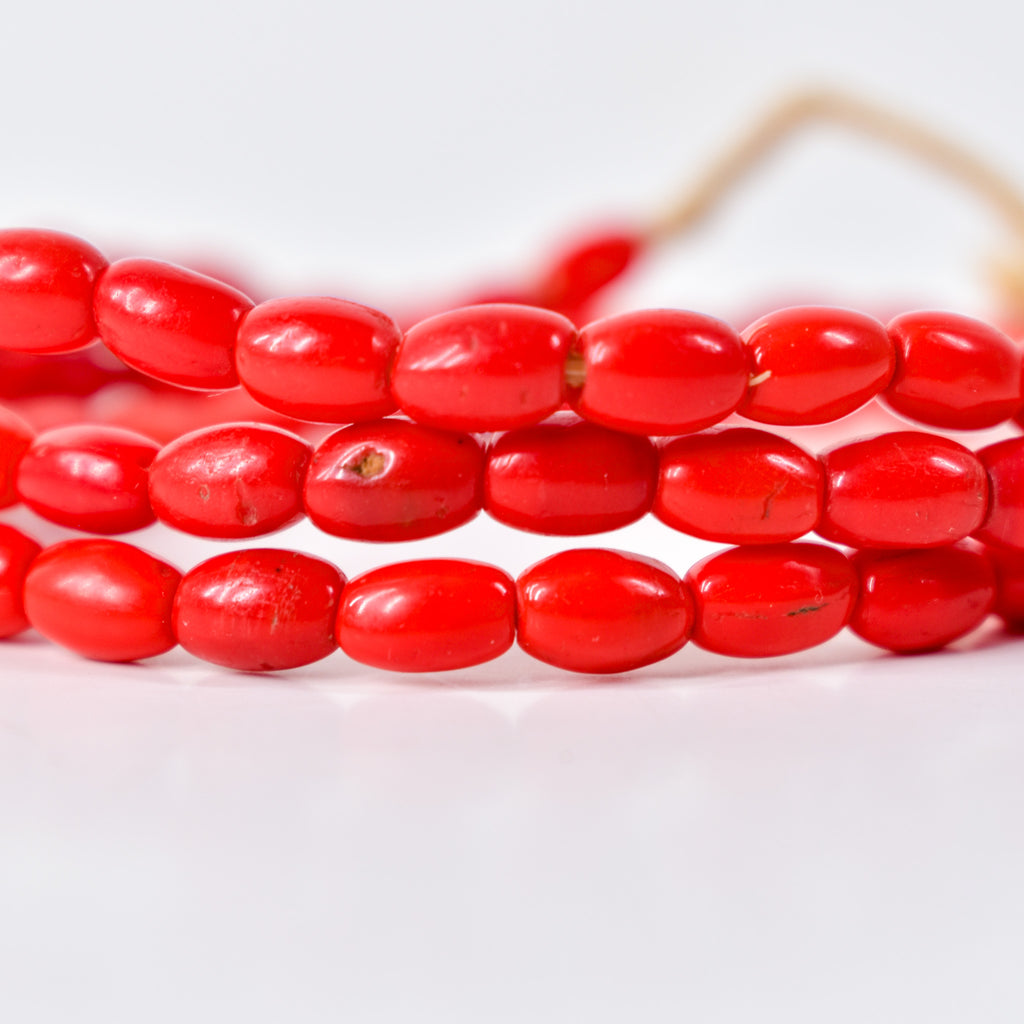 Rice Molded Red Trade Beads
