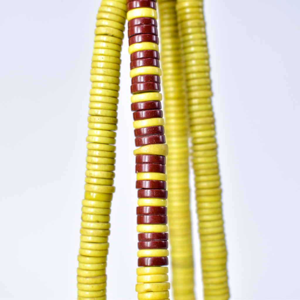 Bohemian Button Yellow Trade Beads 34 Inch