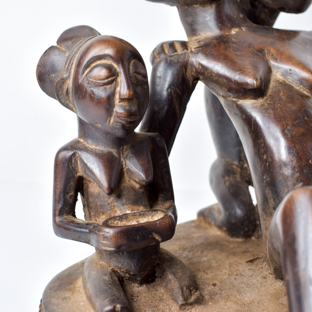 Luba Carving Childbirth Scene Congo