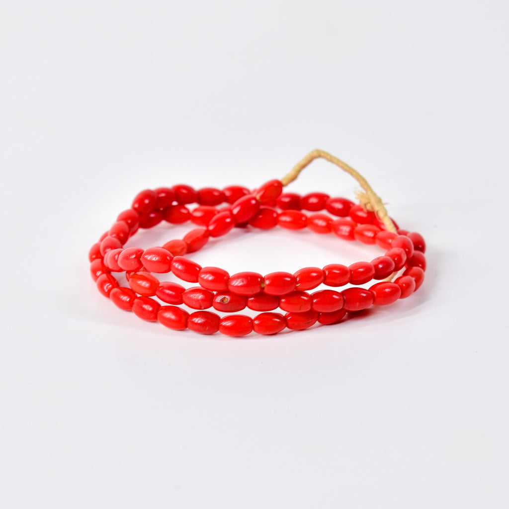 Rice Molded Red Trade Beads