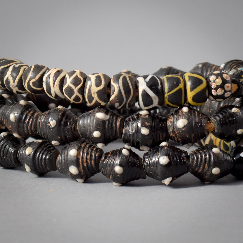 Rare Barrel and Black Rattlesnake Venetian Trade Beads