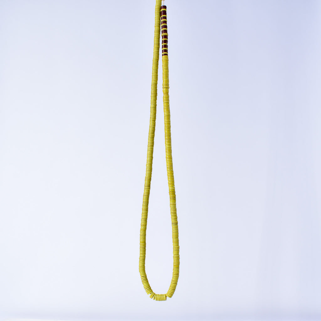 Bohemian Button Yellow Trade Beads 34 Inch