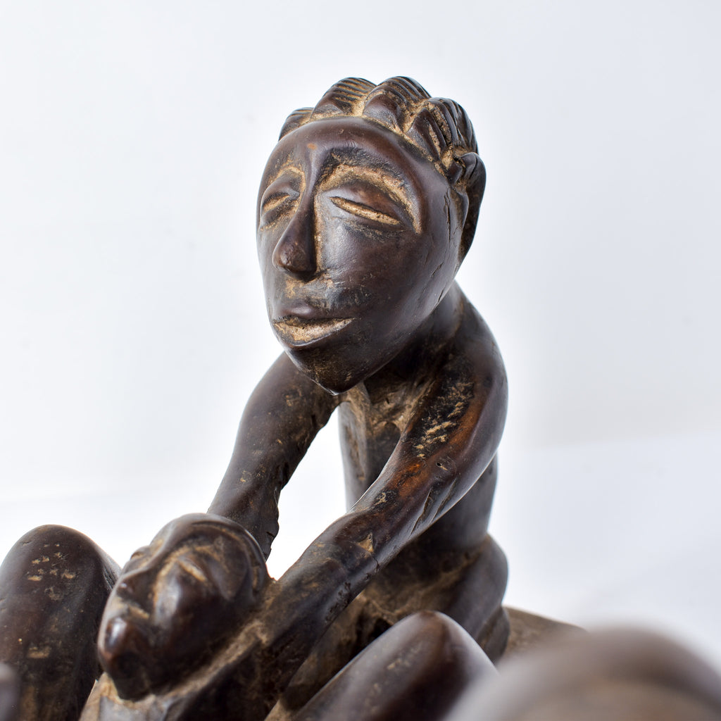 Luba Carving Childbirth Scene Congo