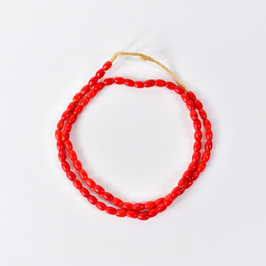 Rice Molded Red Trade Beads