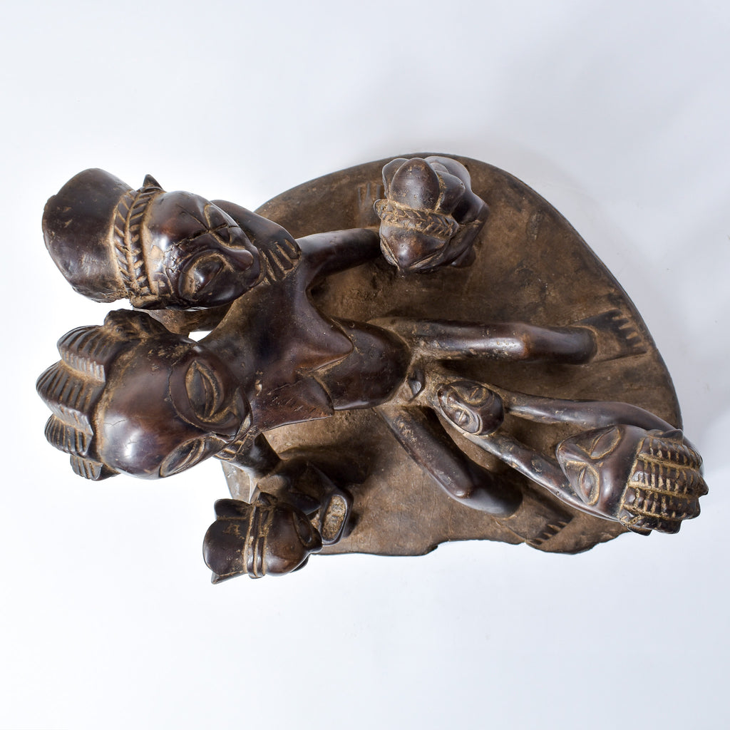 Luba Carving Childbirth Scene Congo