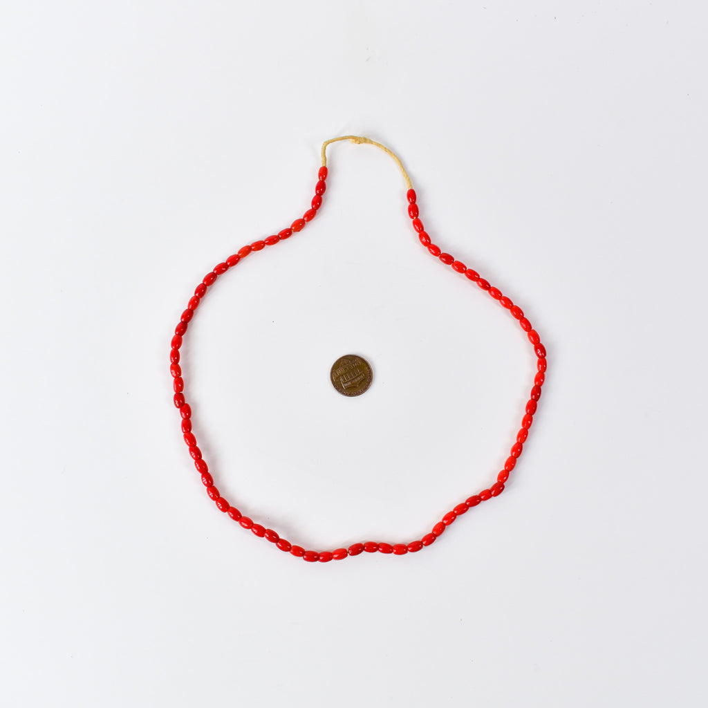 Rice Molded Red Trade Beads