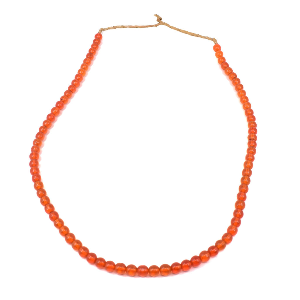 Translucent Orange Round Glass Trade Beads 30 Inch