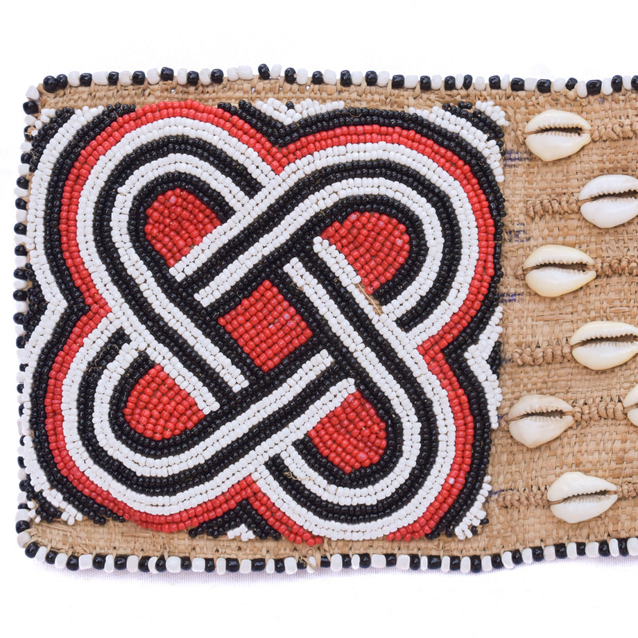 VTG Handmade African Kuba Cowrie Shell & Beaded Belt
Artisan Tribal Boho Waist Rare Vintage Kuba Cowrie Shell Belt, African Textile Art  main image 4