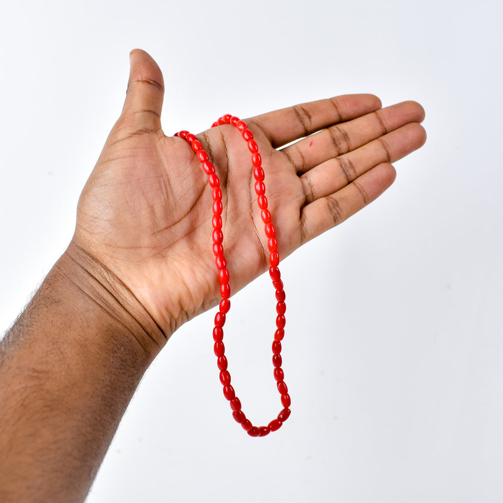 Rice Molded Red Trade Beads
