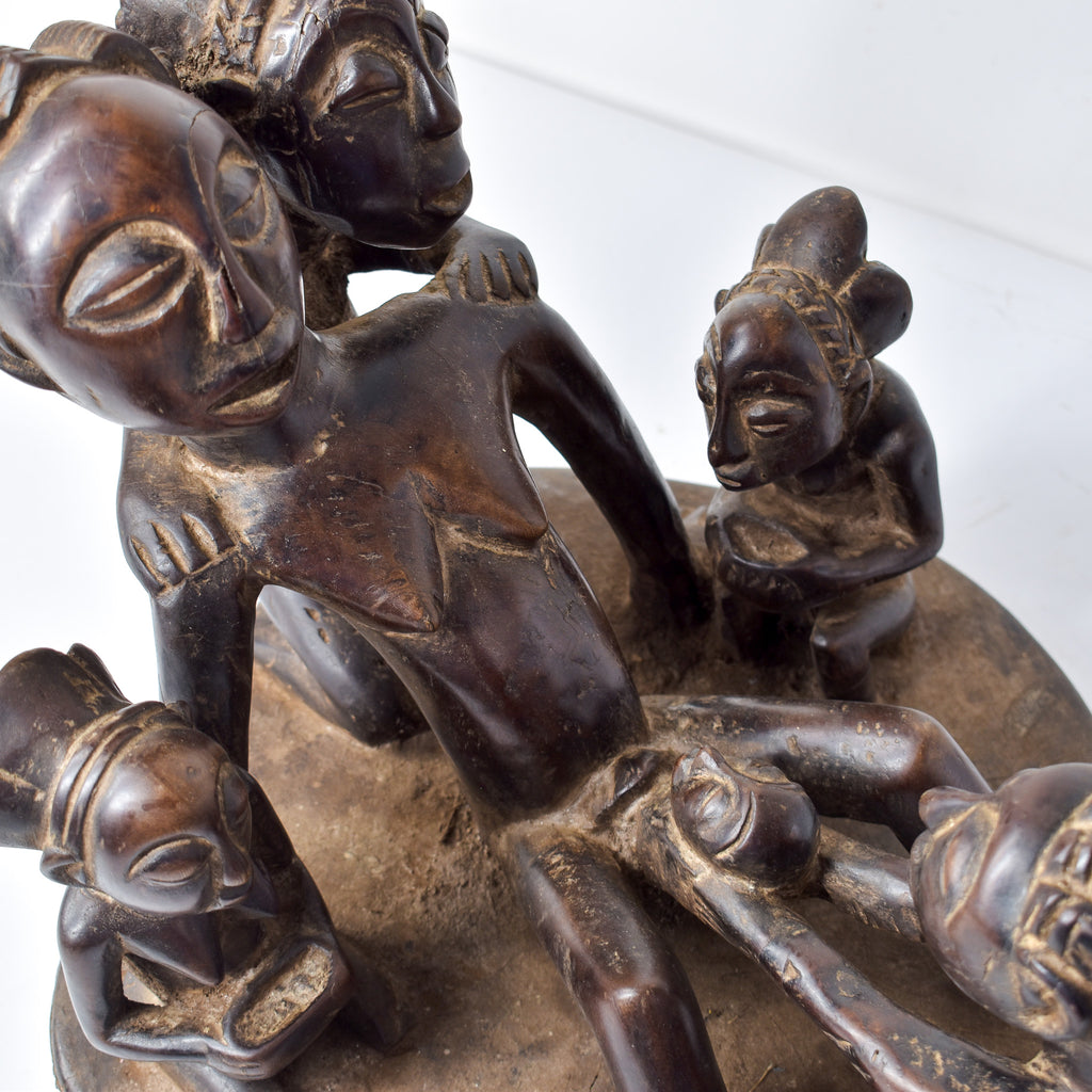 Luba Carving Childbirth Scene Congo