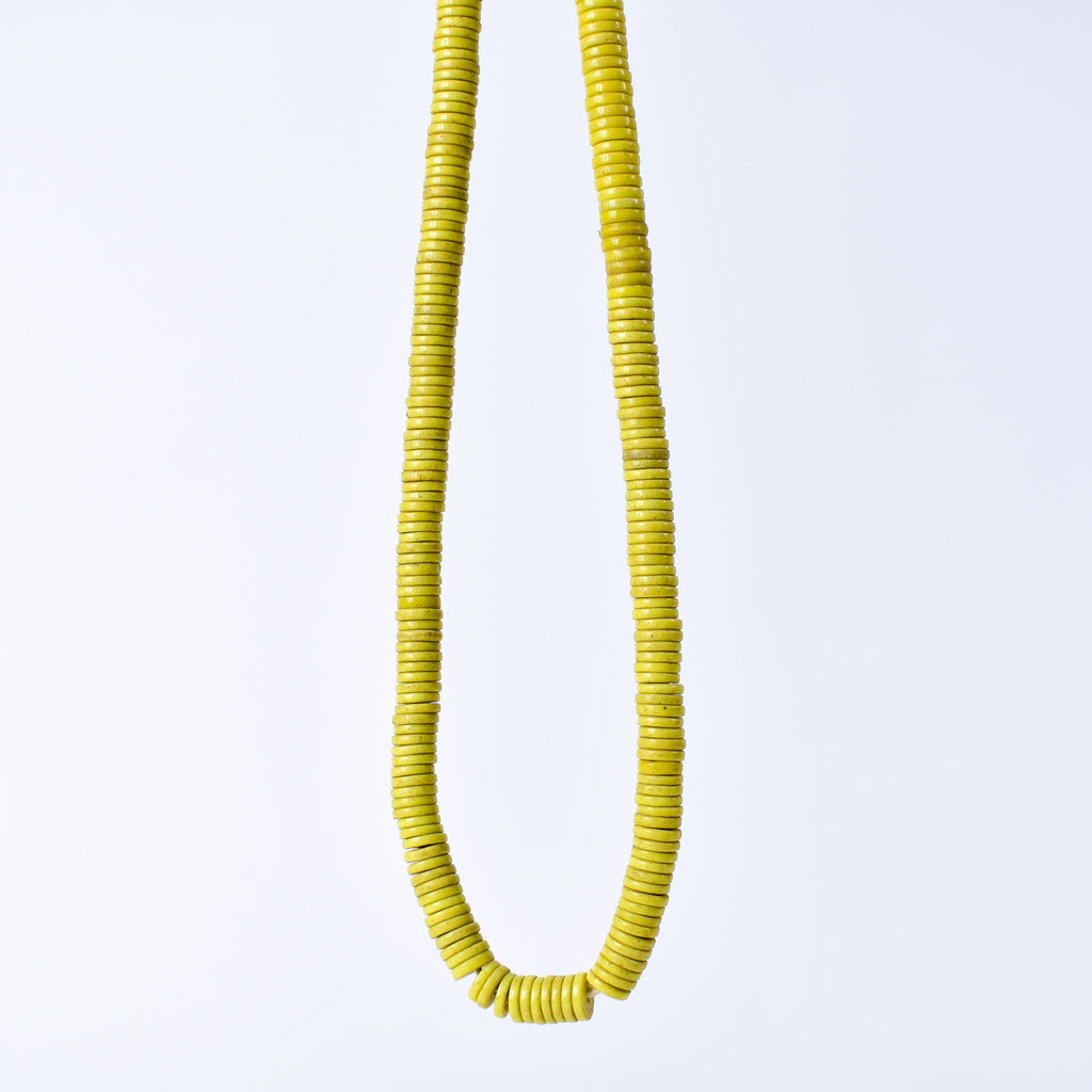 Bohemian Button Yellow Trade Beads 34 Inch