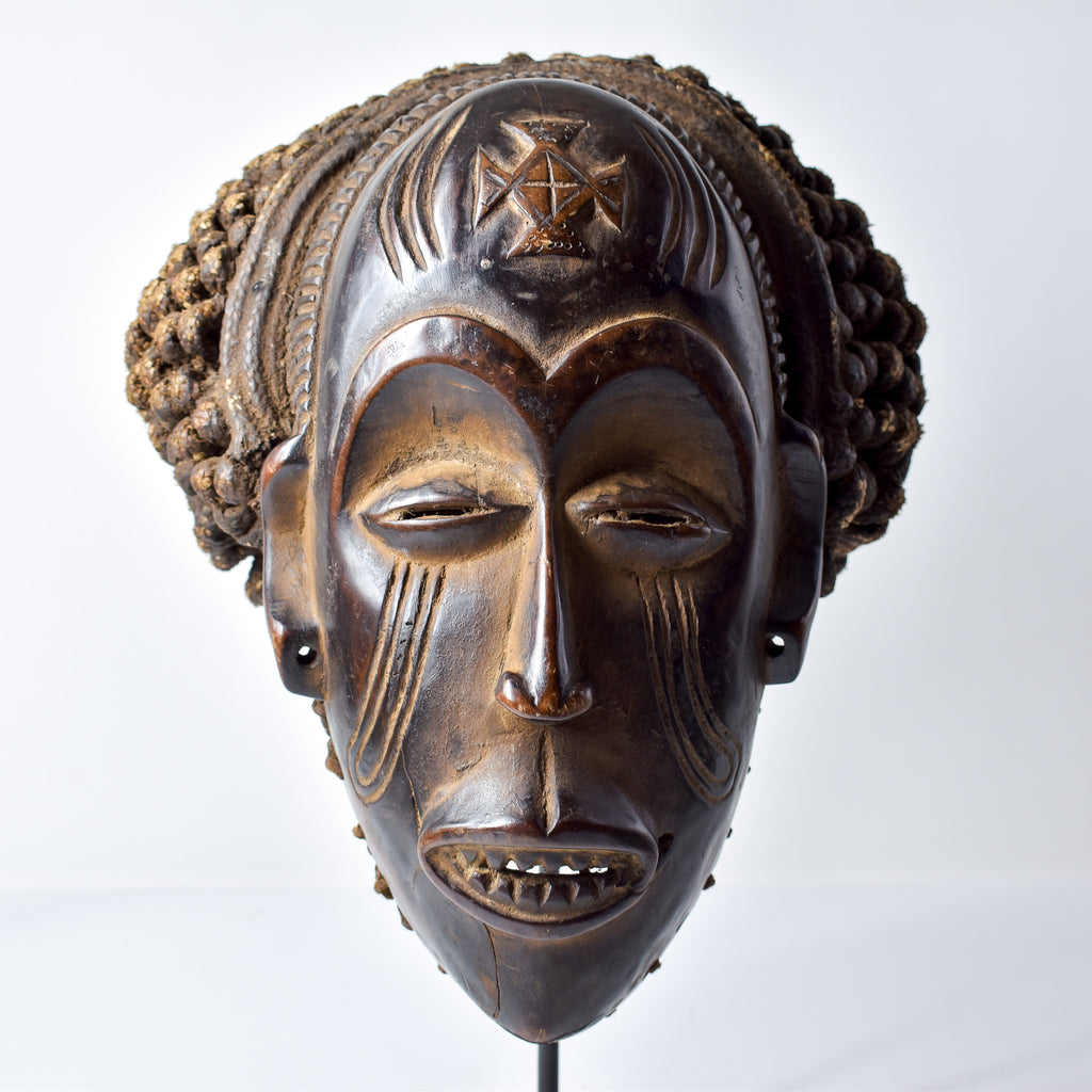 Chokwe Mask Mwana Pwo with Headdress Congo