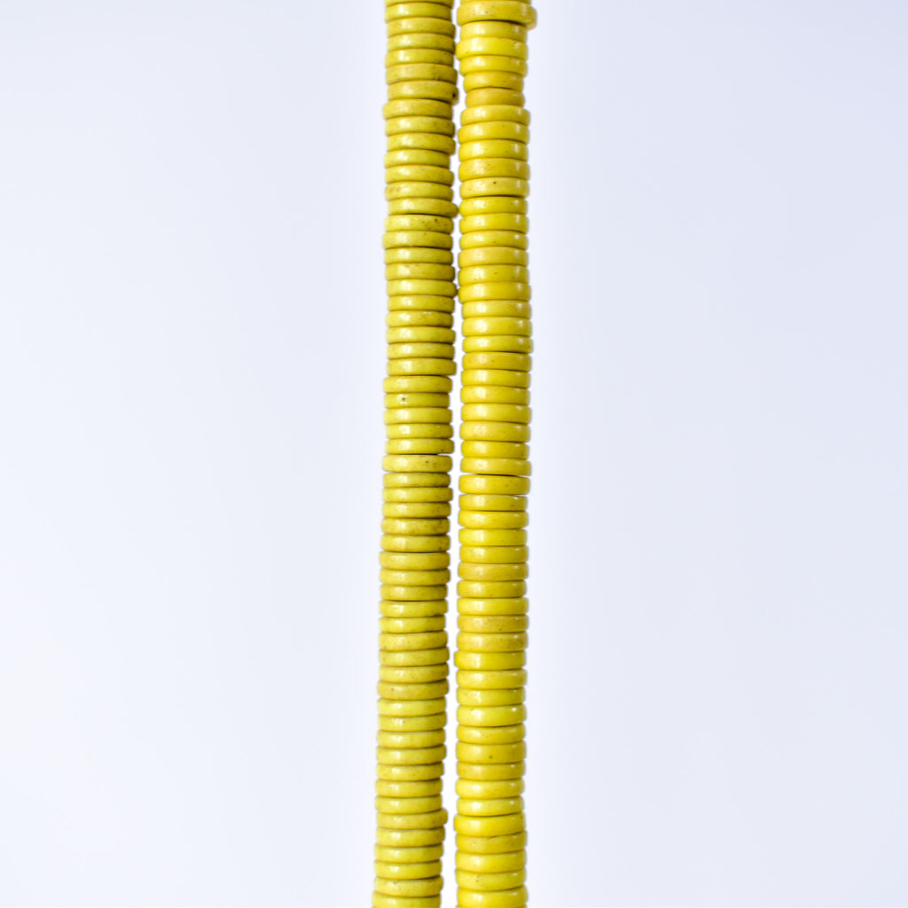 Bohemian Button Yellow Trade Beads 34 Inch
