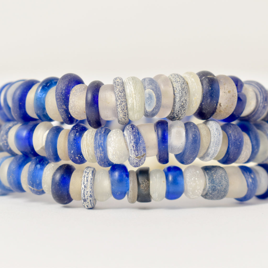 Translucent and Cobalt Blue Dutch Donut Trade Beads