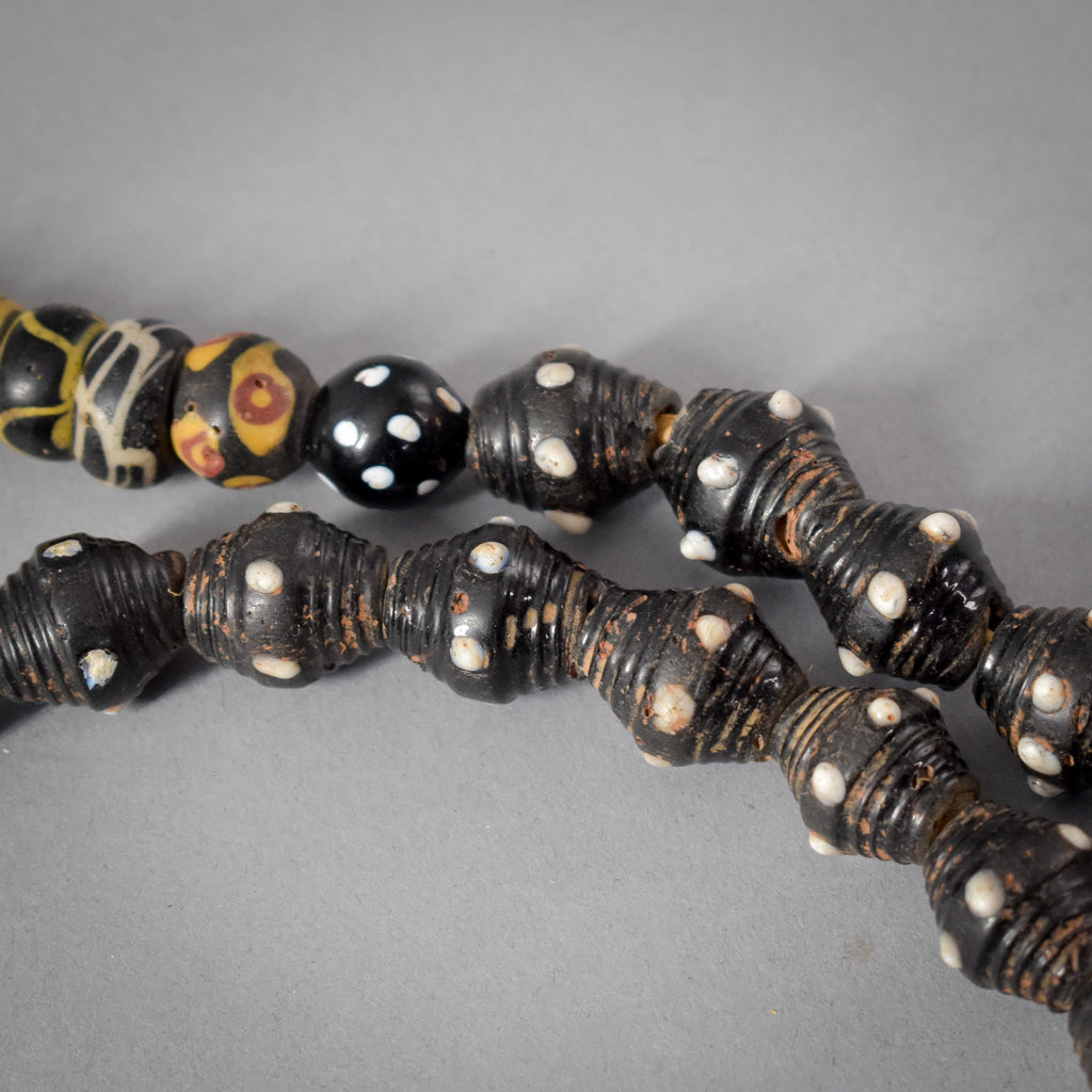 Rare Barrel and Black Rattlesnake Venetian Trade Beads