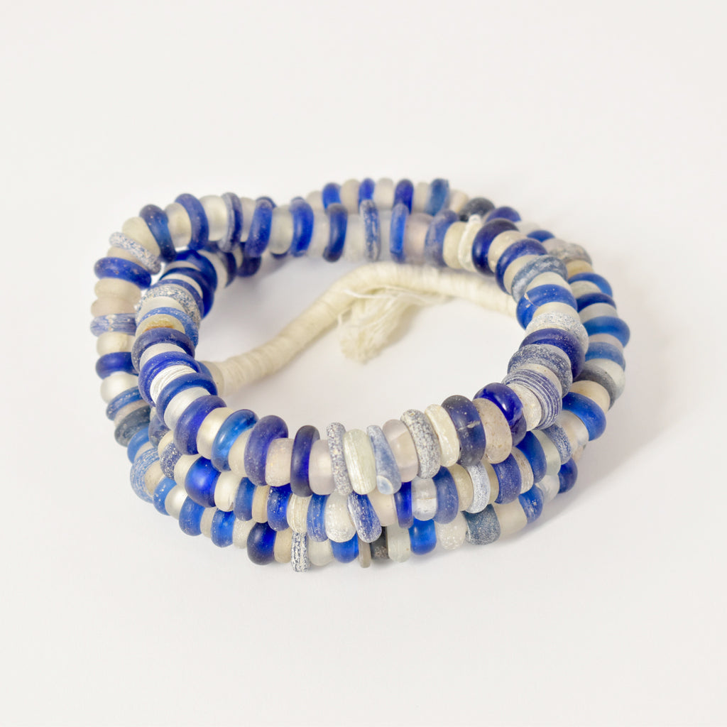 Translucent and Cobalt Blue Dutch Donut Trade Beads