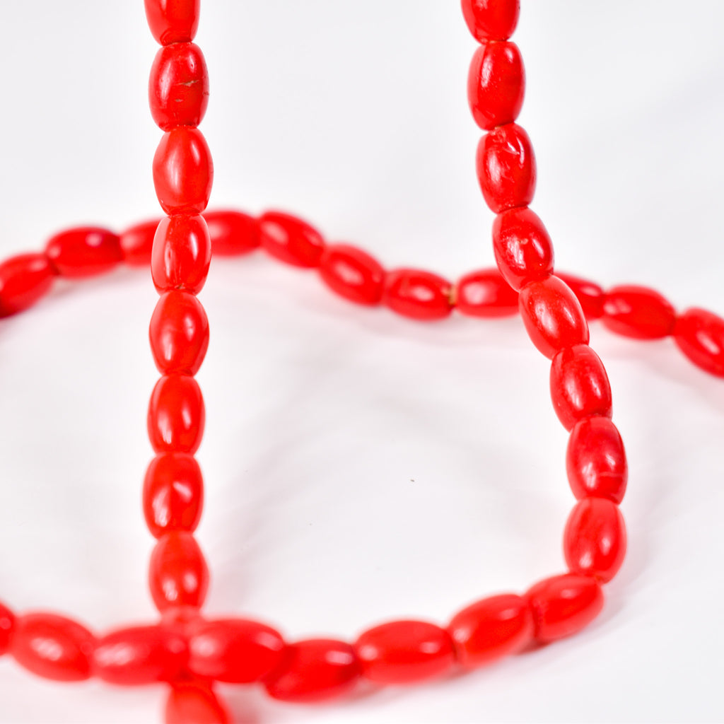 Rice Molded Red Trade Beads