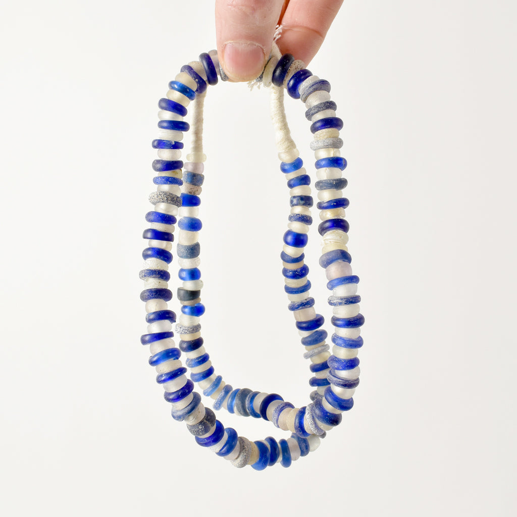 Translucent and Cobalt Blue Dutch Donut Trade Beads