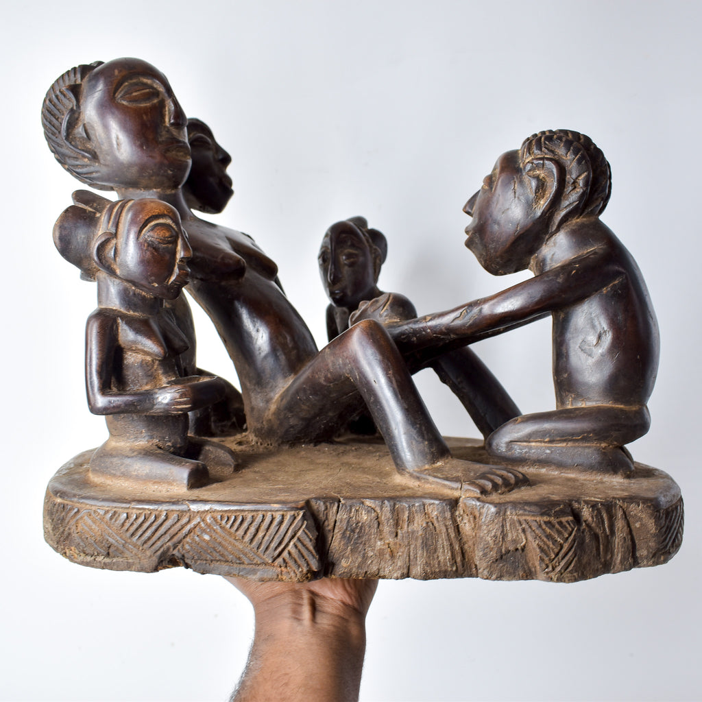 Luba Carving Childbirth Scene Congo