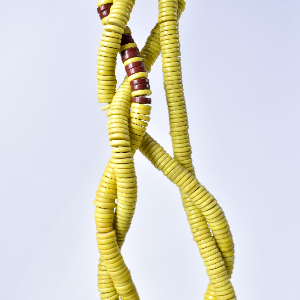 Bohemian Button Yellow Trade Beads 34 Inch