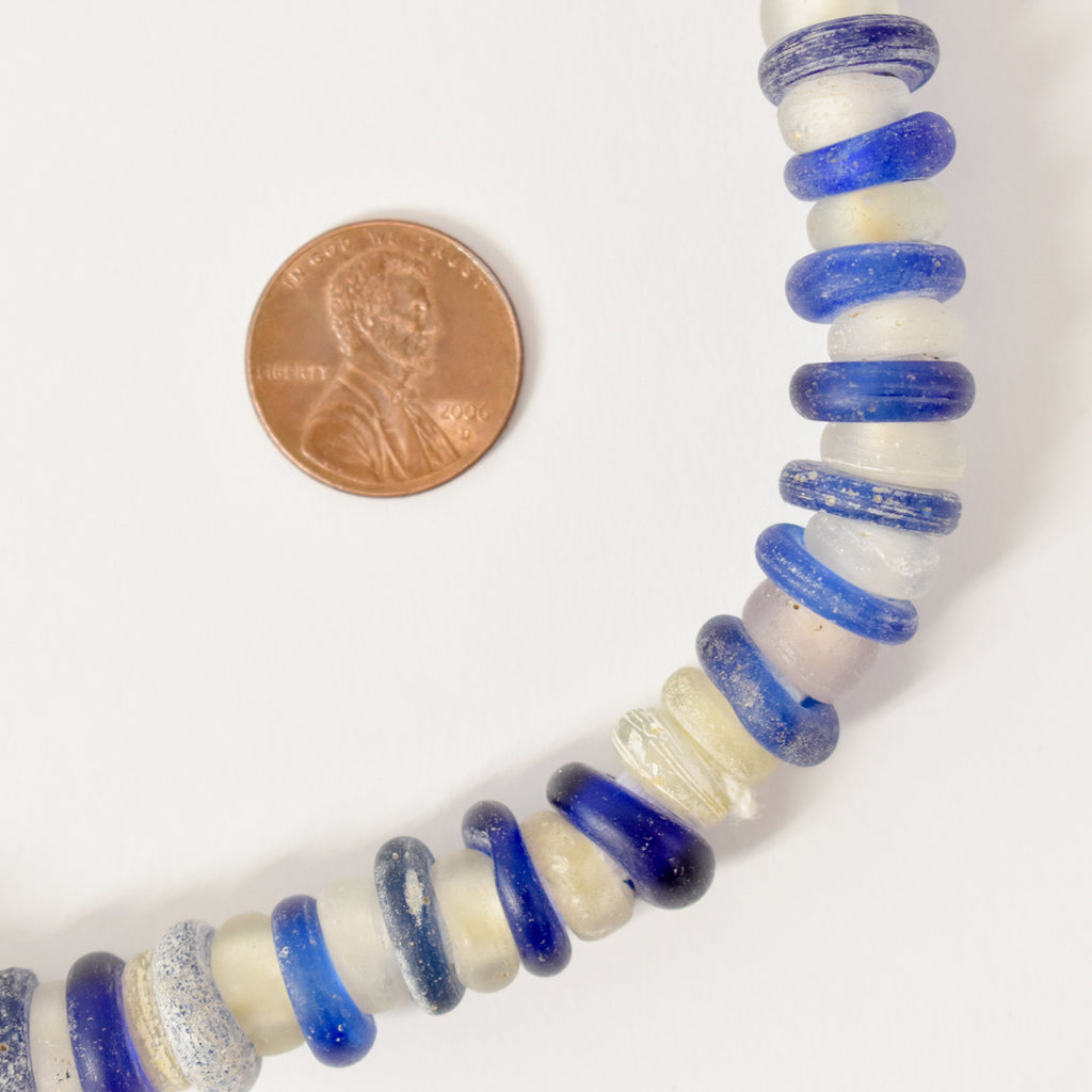 Translucent and Cobalt Blue Dutch Donut Trade Beads