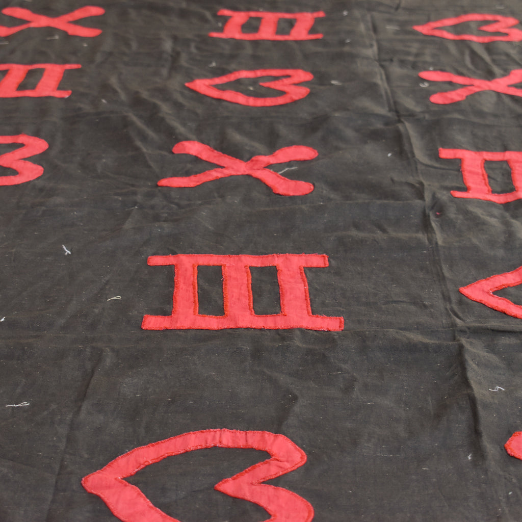 Hand Embroidered Adinkra Death Textile Ghana 49x102 Inch