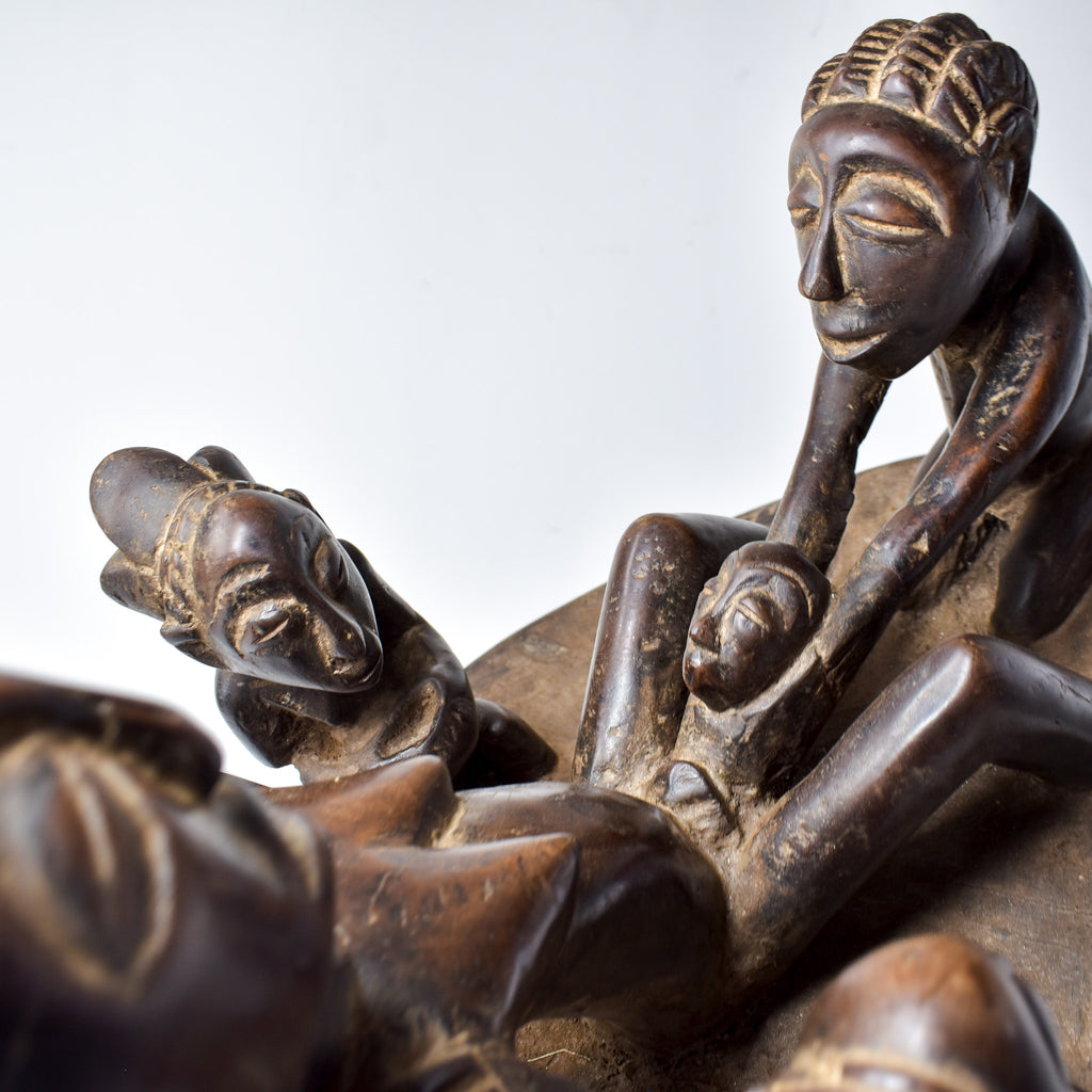 Luba Carving Childbirth Scene Congo