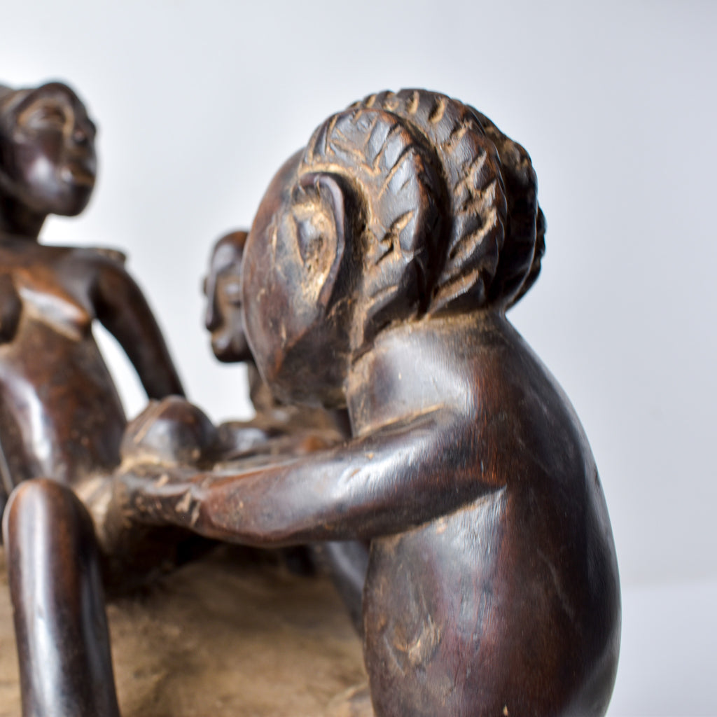 Luba Carving Childbirth Scene Congo