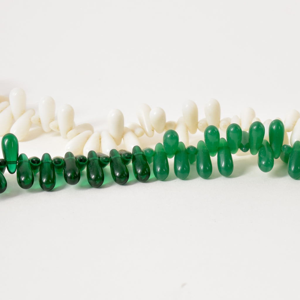 Green and White Wedding Globular Trade Beads