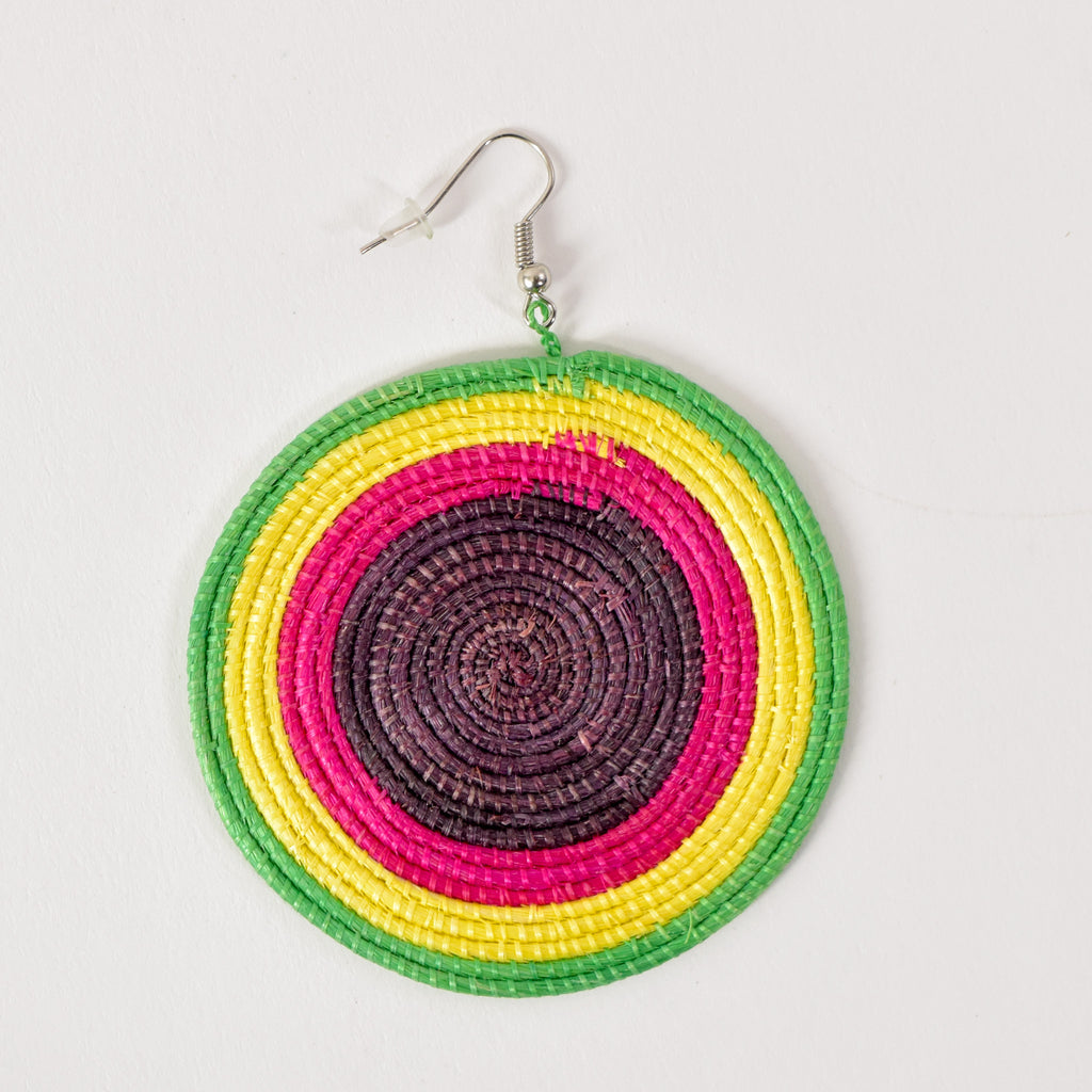 Red Green and Yellow Uganda Sisal Earrings