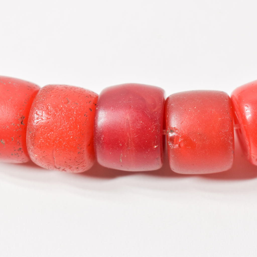 Orange and Red Ethiopian Flat Ended Trade Beads