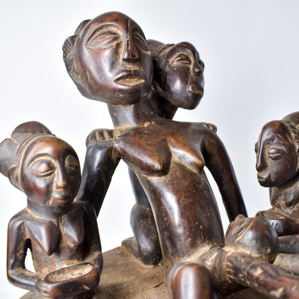 Luba Carving Childbirth Scene Congo