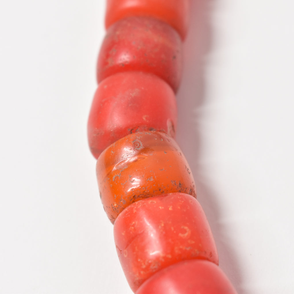 Orange and Red Ethiopian Flat Ended Trade Beads