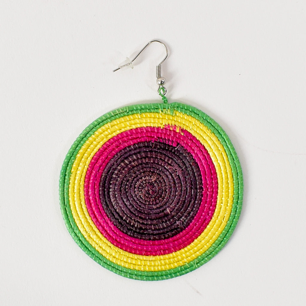 Red Green and Yellow Uganda Sisal Earrings