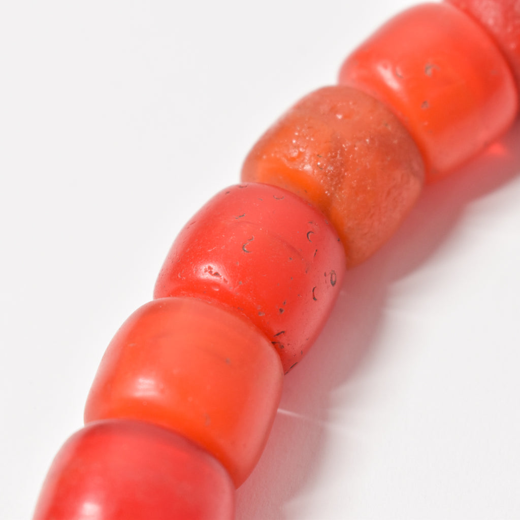 Orange and Red Ethiopian Flat Ended Trade Beads