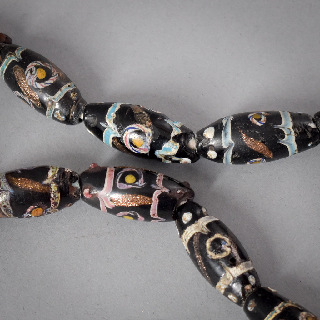 Black Aventurine Venetian Trade Beads