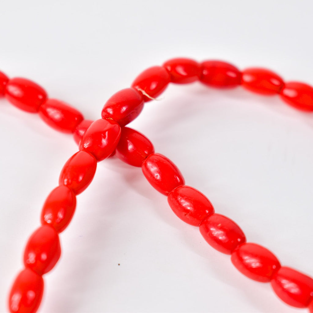 Rice Molded Red Trade Beads