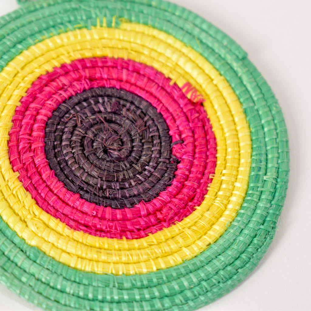 Red Green and Yellow Uganda Sisal Earrings