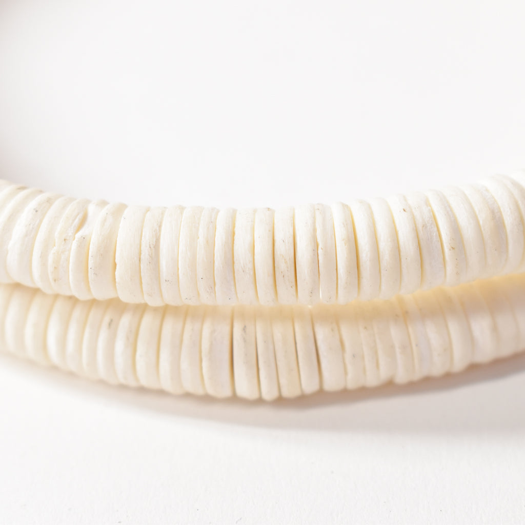 White Thin Bone Heishi Kenya Beads