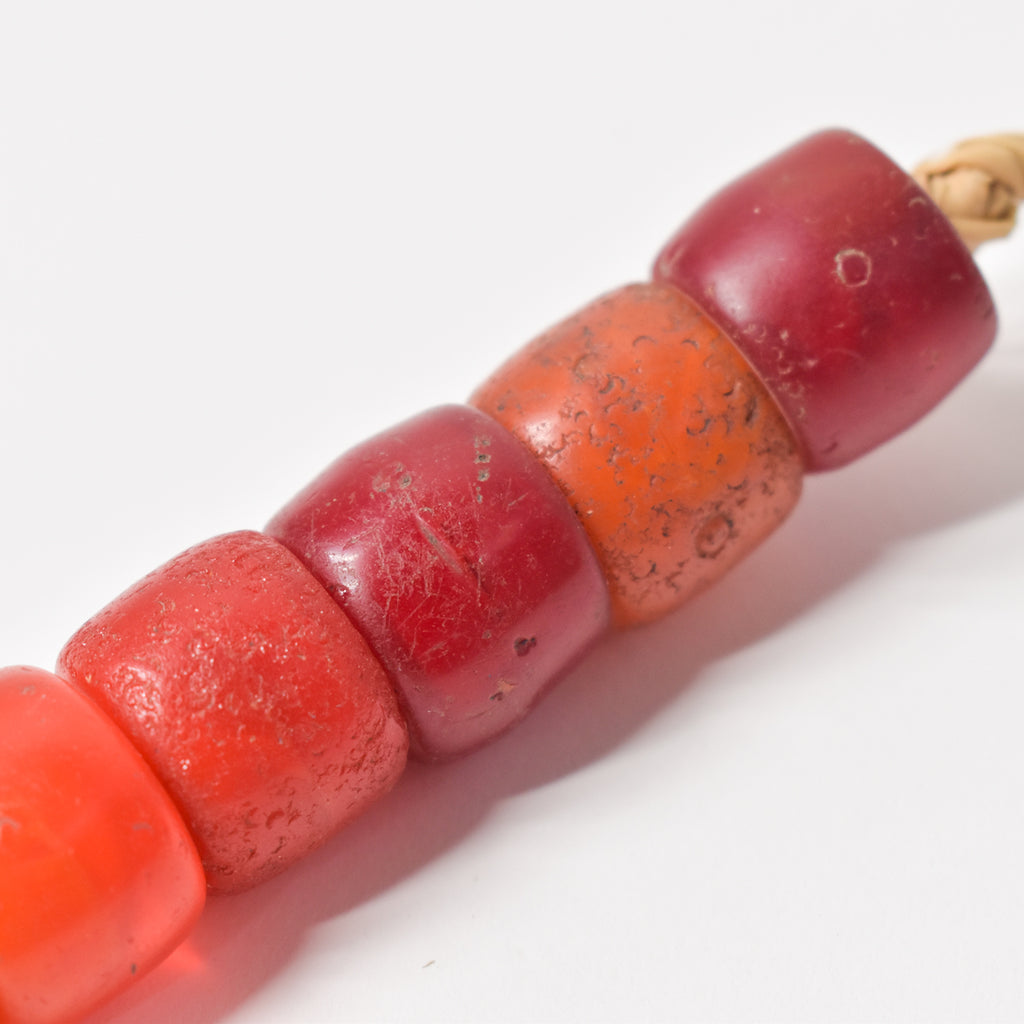 Orange and Red Ethiopian Flat Ended Trade Beads