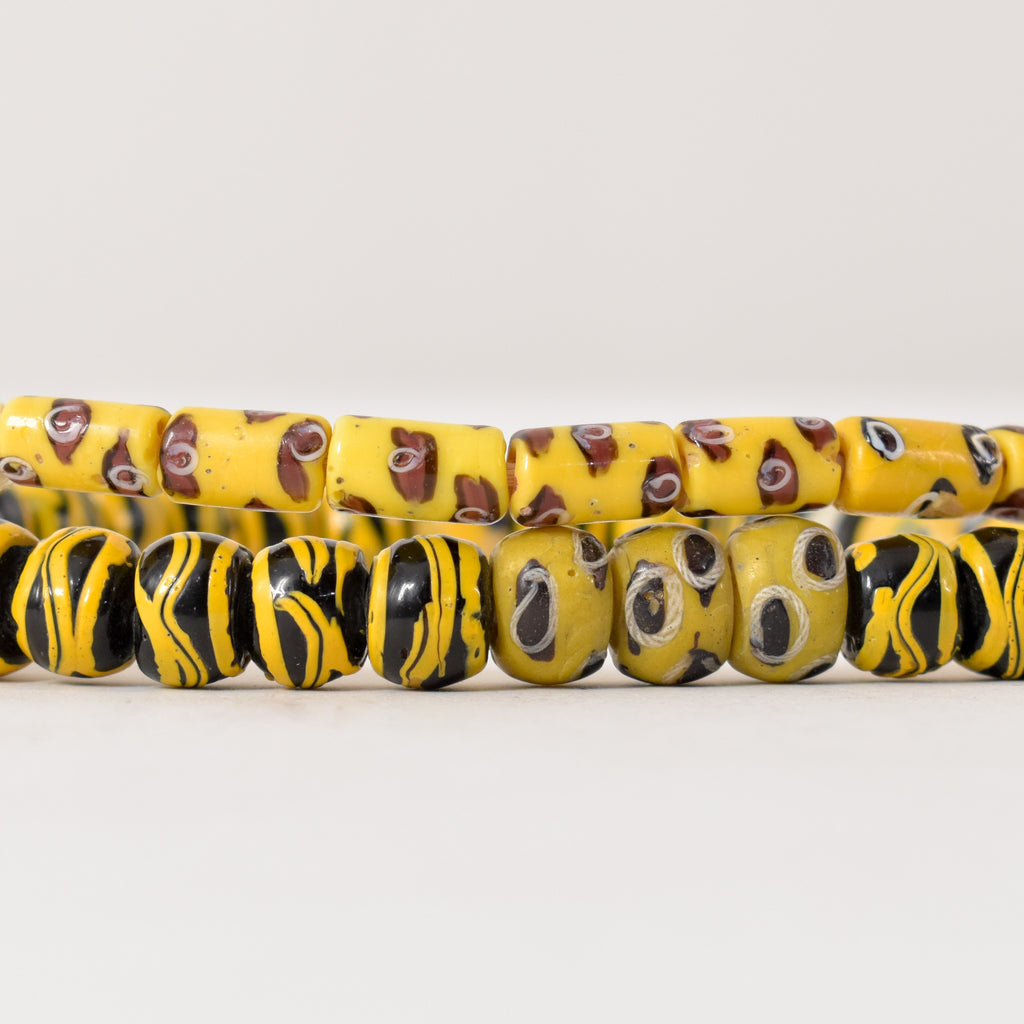 Yellow Venetian Trade Beads 31 Inch