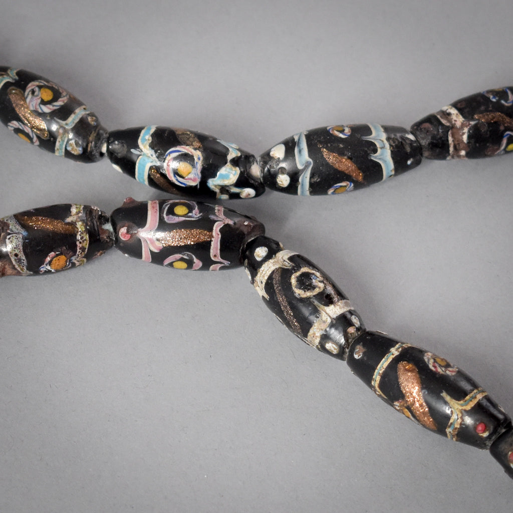 Black Aventurine Venetian Trade Beads