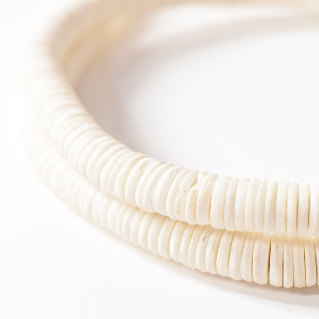 White Thin Bone Heishi Kenya Beads