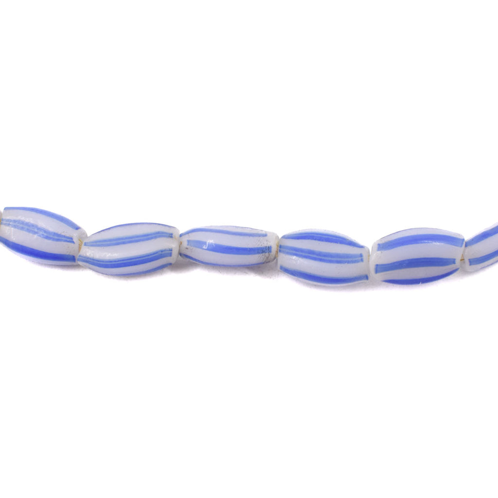 Blue Striped Melon Venetian Trade Beads