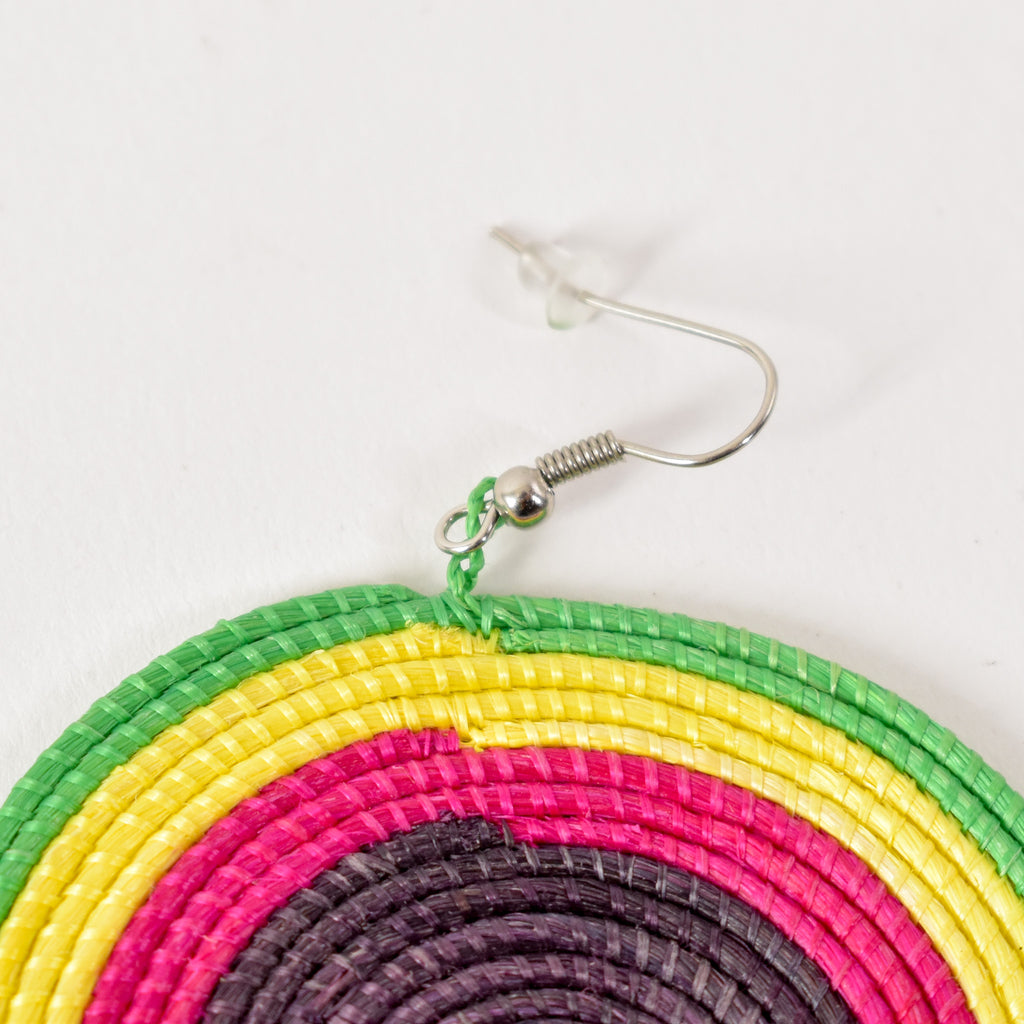 Red Green and Yellow Uganda Sisal Earrings